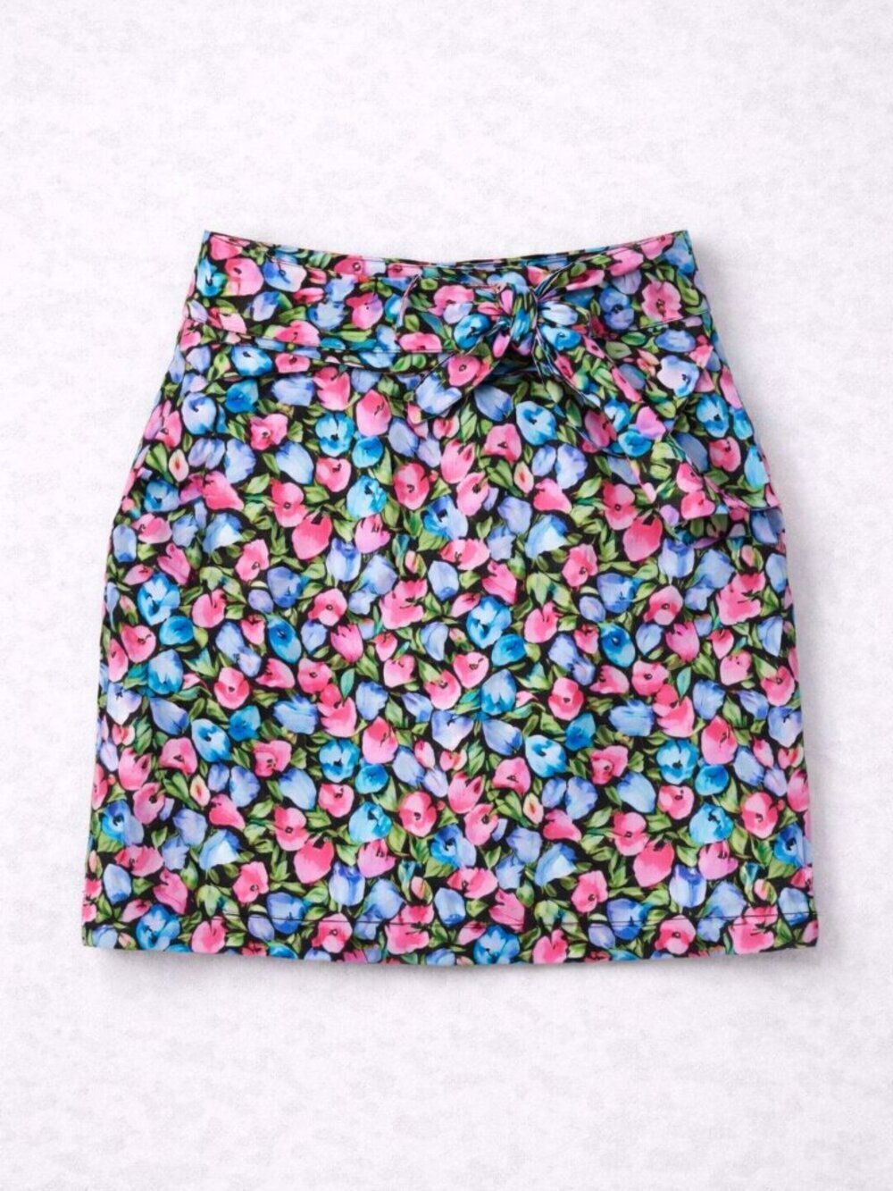 ZARA Floral Mini Skirt w/ Wide Belt | High Waist | Multicolor Print | Size Small